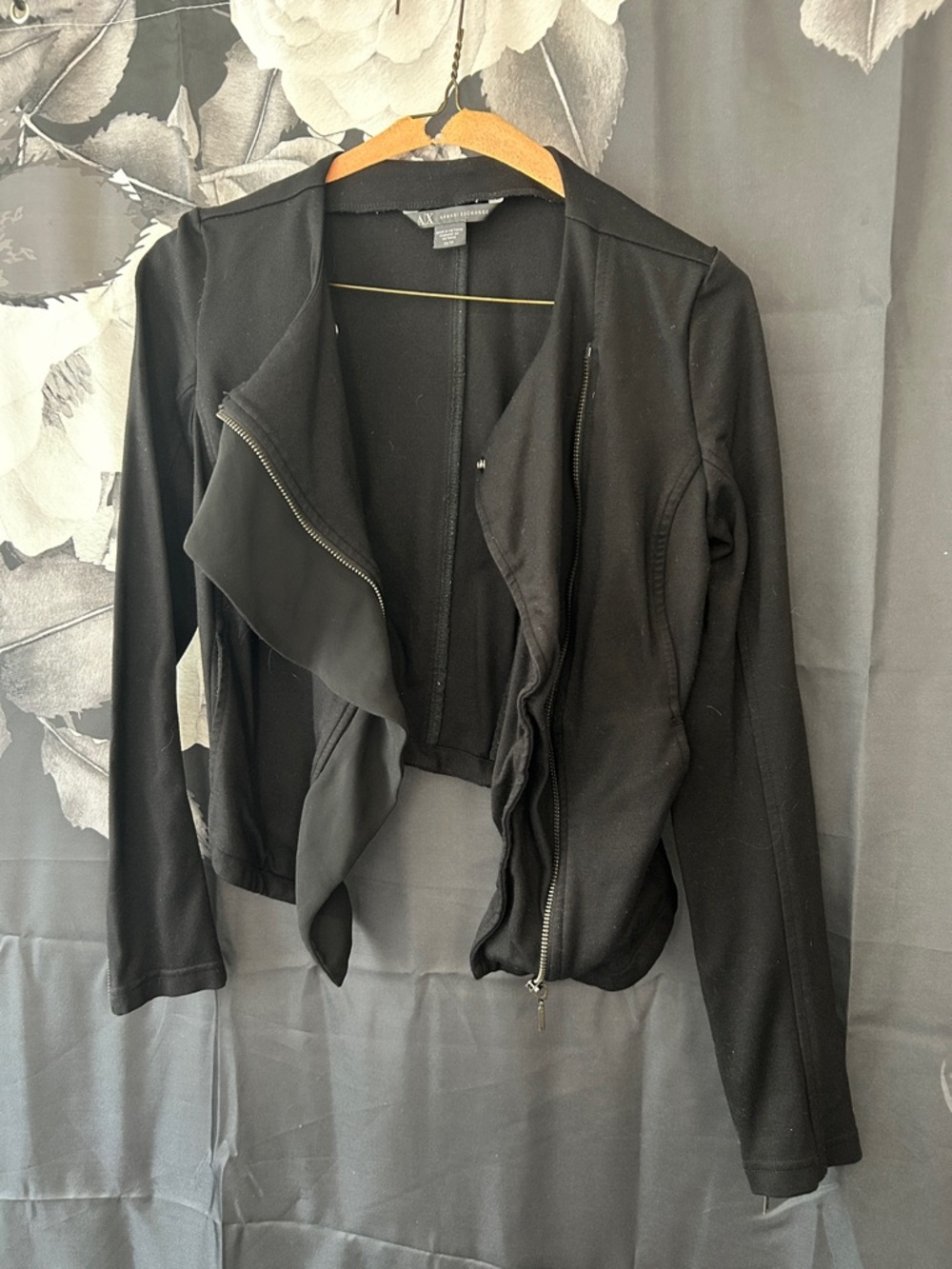Armani Exchange Black Draped Zip Blazer Jacket